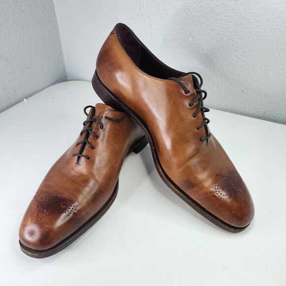 Rare Ralph Lauren Purple Label Wholecut Oxford Shoes 9.5 Brown Made in England - Picture 1 of 16